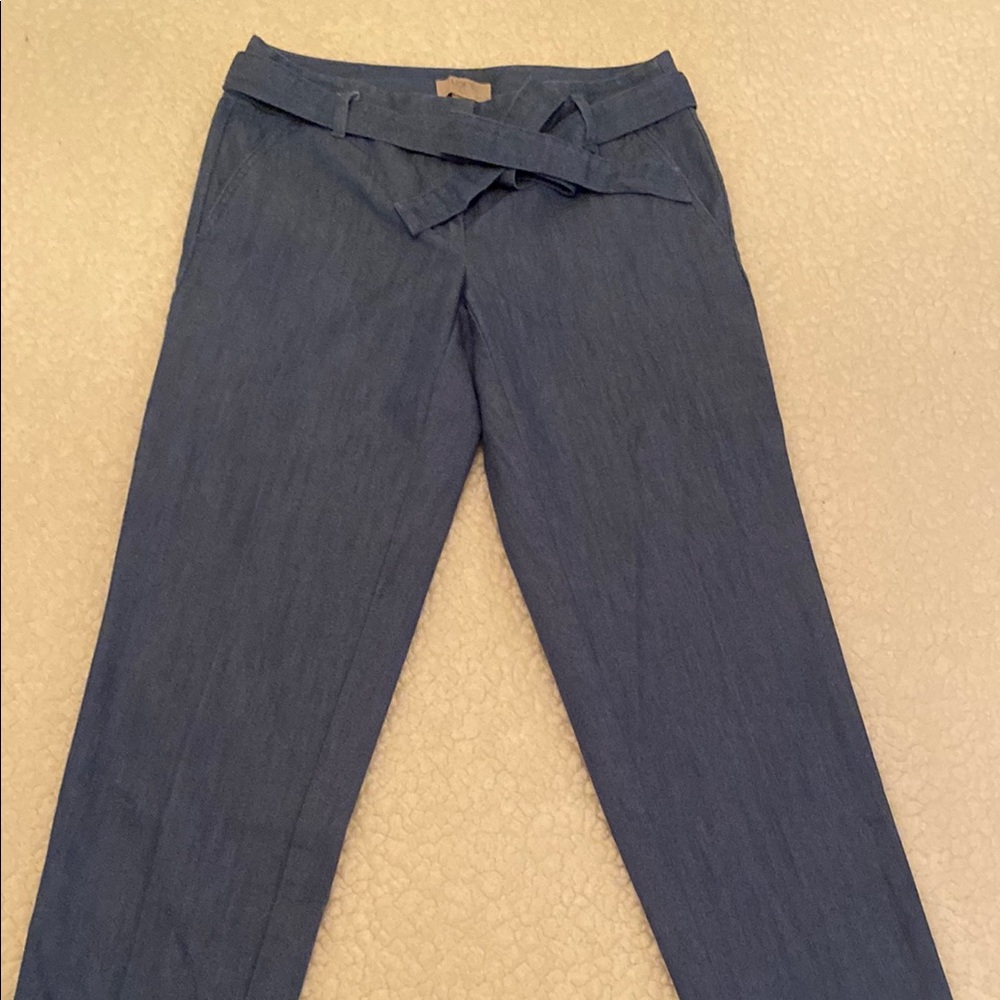 LOFT Petite Denim Blue Pinstripe Trousers